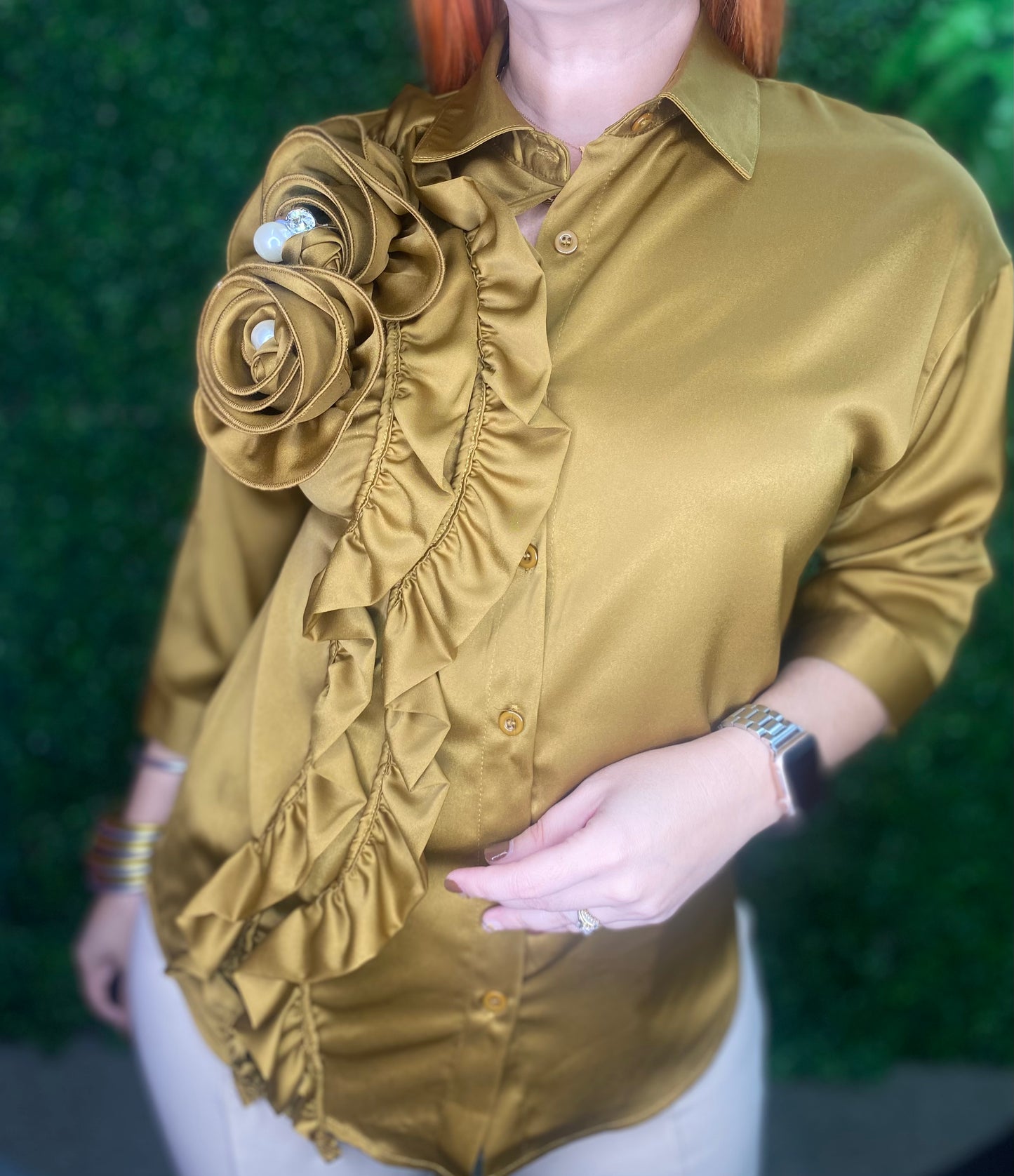 Flower Satin Blouse