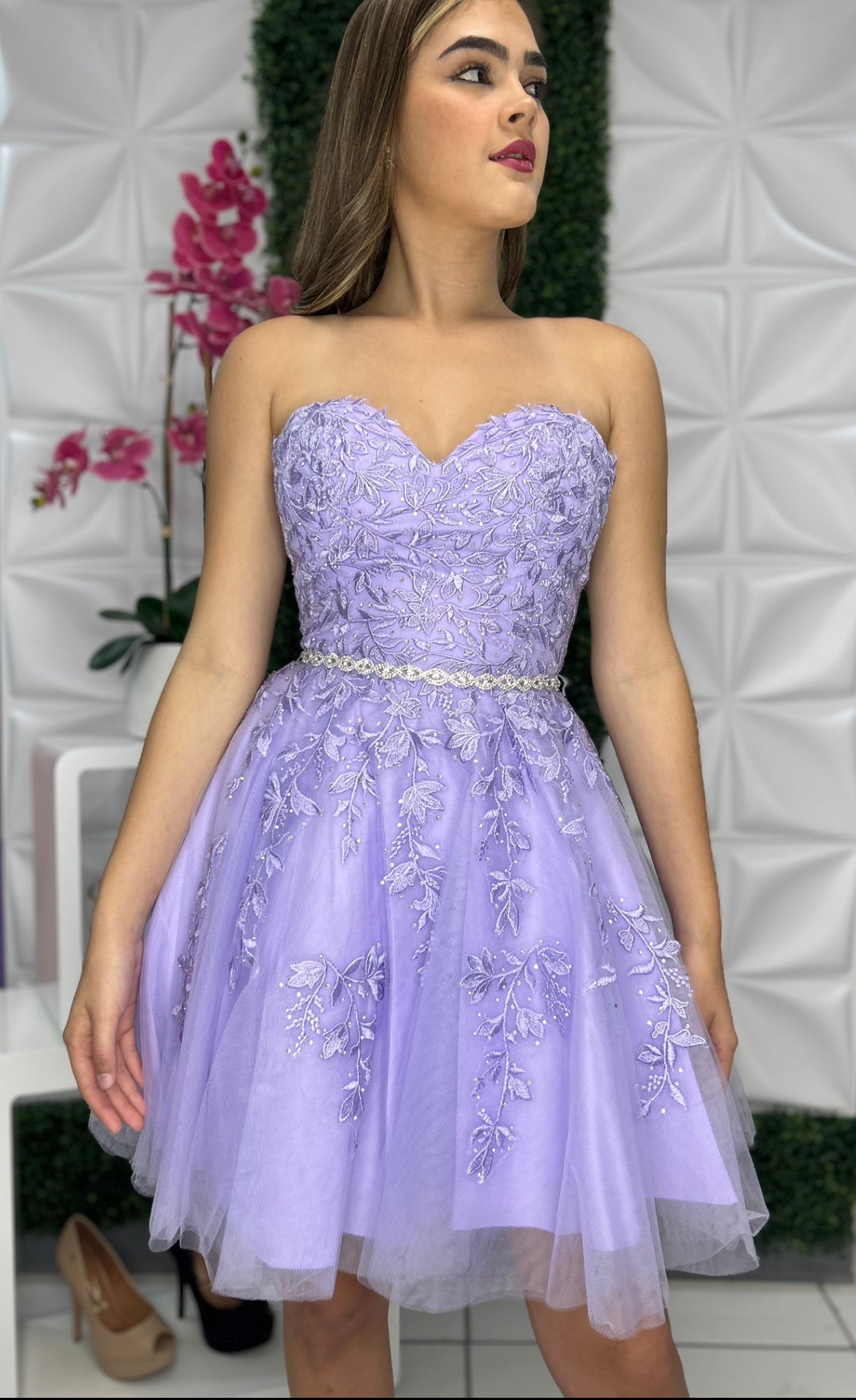 Lace Strapless Lilac