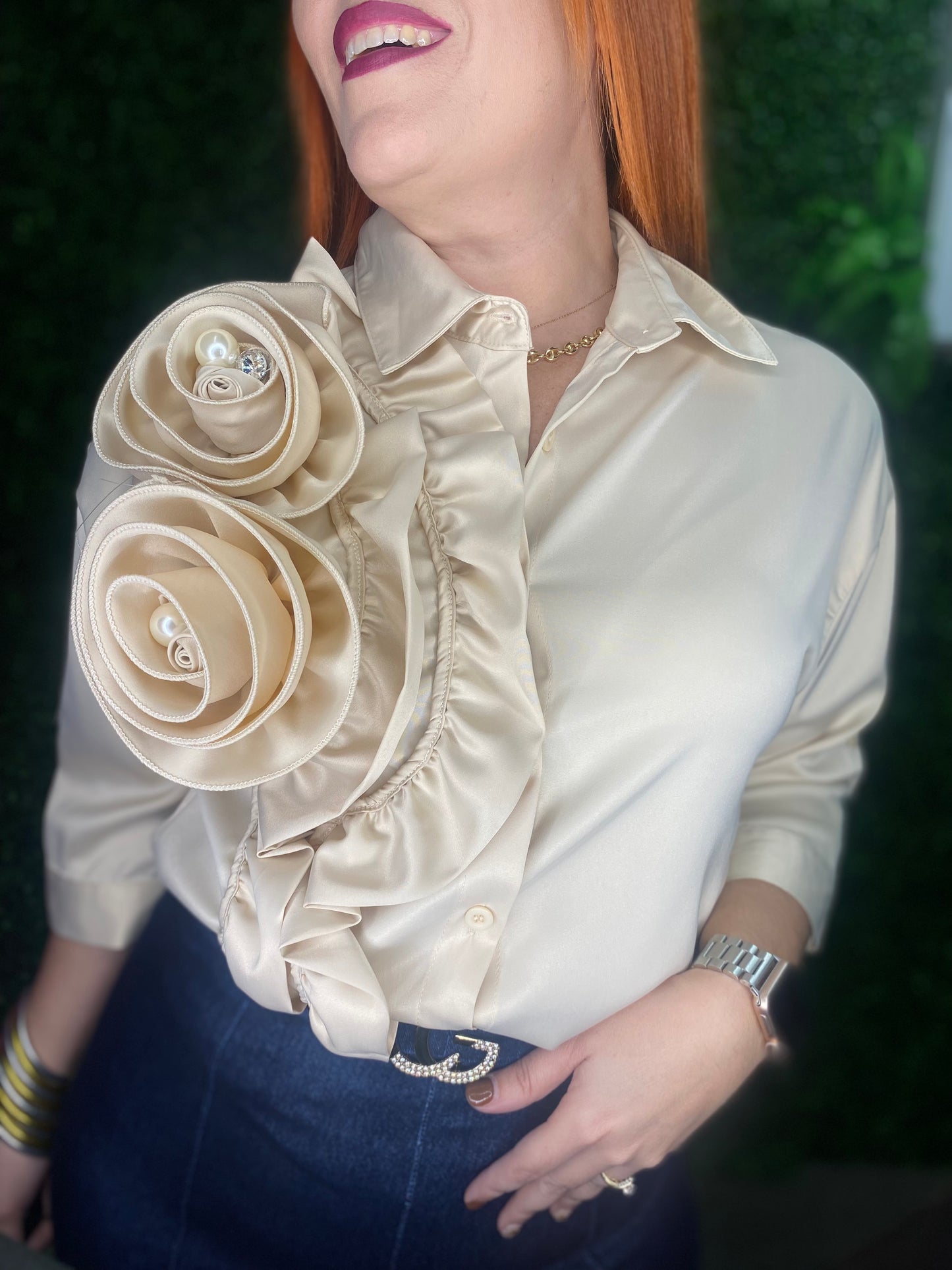 Flower Satin Blouse