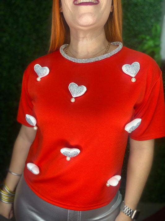 Hearts Puff Blouse