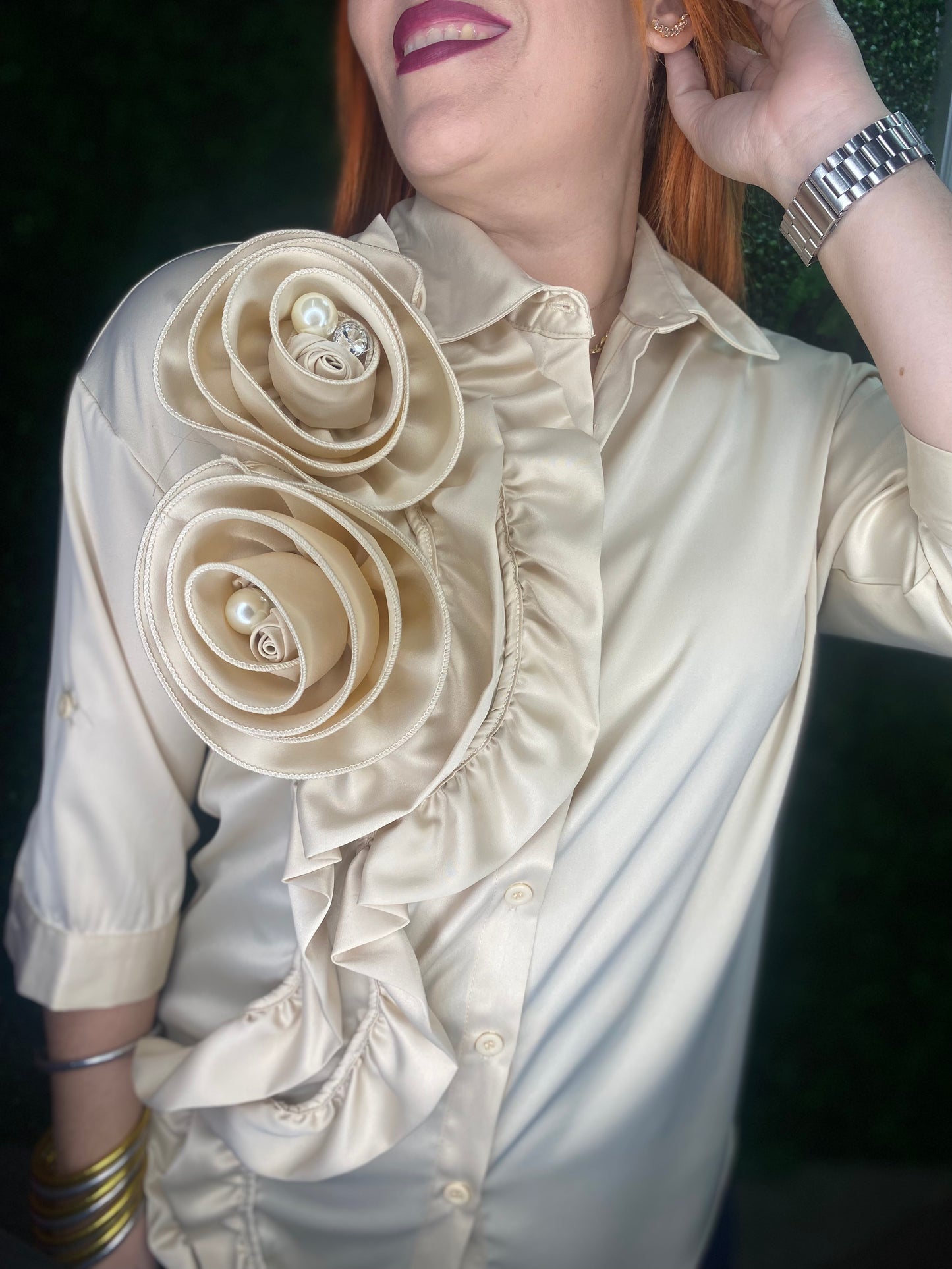 Flower Satin Blouse