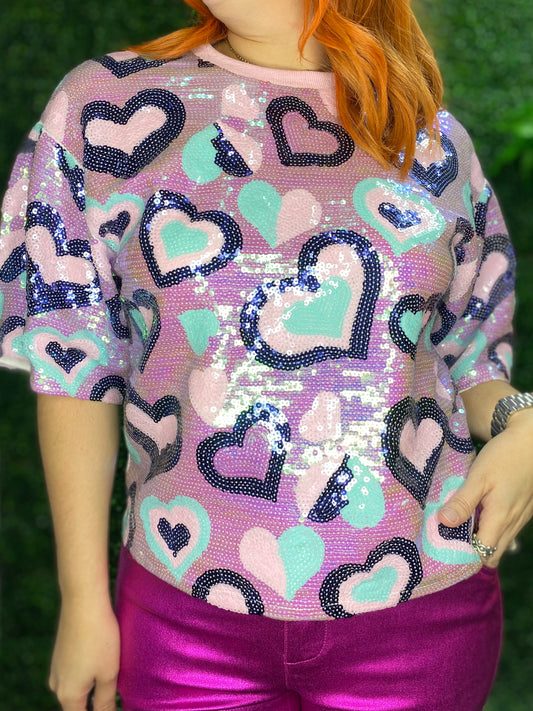 Hearts Sequins Top