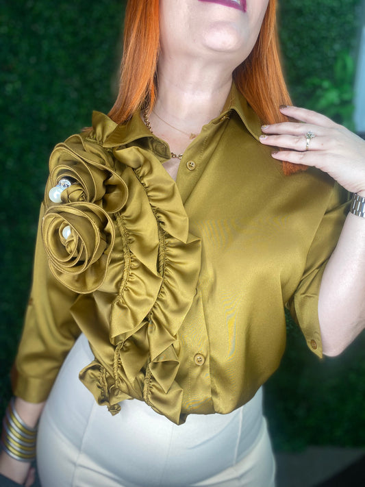 Flower Satin Blouse